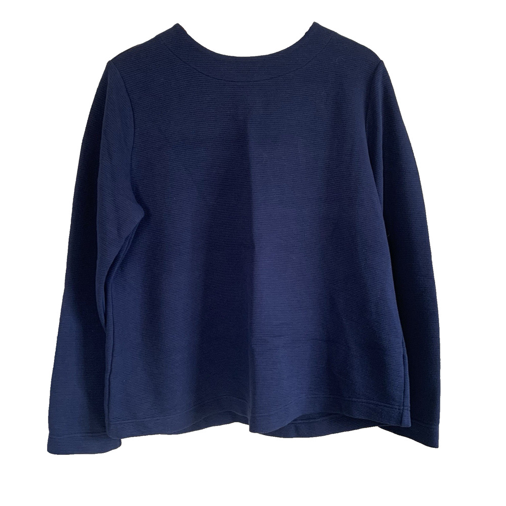 Croft & Barrow Long Sleeve Ribbed Blue Women's Shirt Size Large Back Zipper